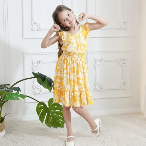 Vista 2 de Sosomi Girls' Ruffle Boho Dresses Summer Kawaii Floral Dresses Teens Cute Clothes Fashion for Girls Size 5-10Y