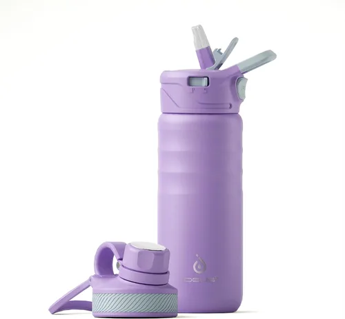 Vista 32 de IDEUS Botella de agua aislada de 12 onzas, botella de agua aislada de acero inoxidable para la escuela, botellas aisladas con pajitas a prueba