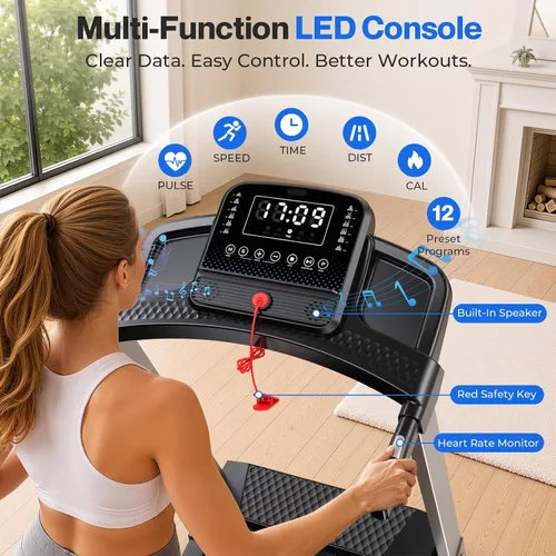 Vista 4 de Cardirun Cintas de correr plegables para el hogar con 10% de inclinación