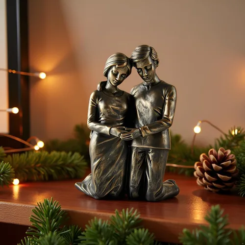 Vista 7 de Figura arrodillada de marido y esposa rezando, estatua de resina de 6.25 pulgadas, regalo religioso para parejas, decoración cristiana del hogar