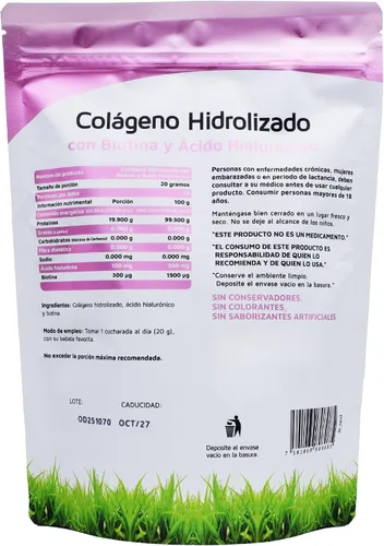 Vista 2 de Vidanat Péptidos de colágeno puro hidrolizado con biotina y ácido hialurónico – Apoya la salud de la piel, el cabello, las uñas y las articulaciones