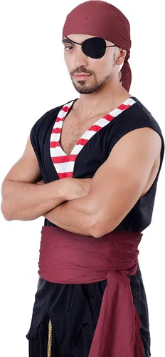 Vista 5 de Pirate Cosplay Costume Women Men Pirate Head Scarf Hat Accessories Pirate Sash Belt Pirate Bandana Headband Waist Belt