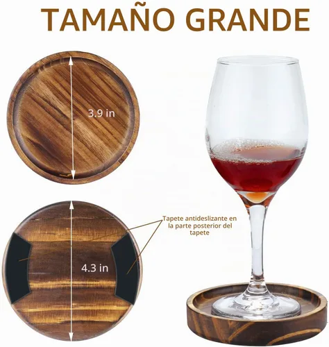 Vista 2 de Posavasos de madera para bebidas - Juego de posavasos de madera natural para vasos de bebida, protección de mesa para cualquier tipo de mesa, juego