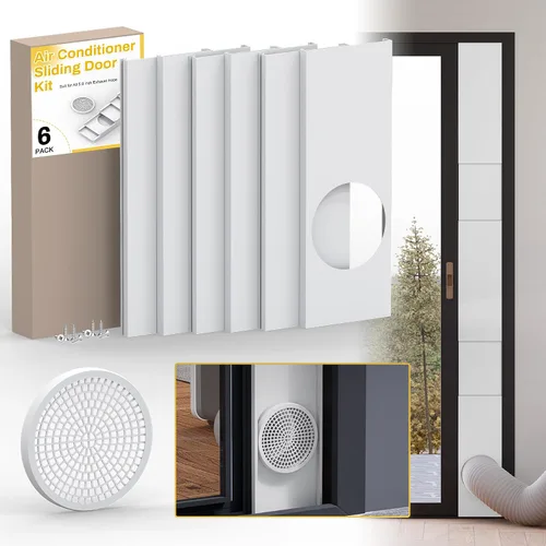Vista 10 de Kit de aire acondicionado portátil para puerta corrediza, paquete de 6 rejillas de ventilación de puerta de CA, longitud máxima ajustable, kit
