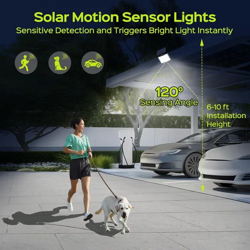 Vista 5 de ABODONG Luces Solares para Exteriores, Reflector Brillante de 128 LEDs con Lente Óptica, Luces de Seguridad Alimentadas por Energía Solar con Cable