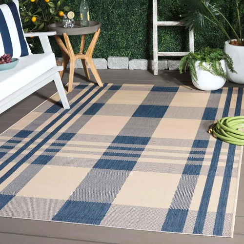Vista 66 de SAFAVIEH Alfombra Lavable para Exteriores Colección Courtyard - 2'3" x 4', Beige y Azul, Patrón a Cuadros, No Desprende Pelusa y Fácil Limpieza