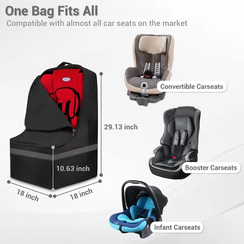 Vista 2 de Bolsa de viaje para asiento de automóvil, acolchada, cómoda, duradera, espaciosa, a cuadros, para asiento de automóvil, mochila 3 en 1, convertible