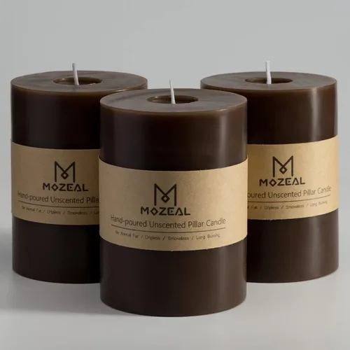 Vista 67 de MOZEAL Juego de 3 velas sin perfume vertidas a mano de 3 x 6 pulgadas, velas tipo pilar sin goteo, combustión de larga duración, aproximadamente 120