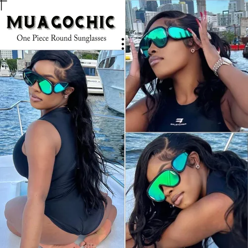 Vista 2 de MC2303 - Gafas de sol cuadradas de gran tamaño para mujer y hombre, estilo aviador, montura grande, gruesas, clásicas, para hombre