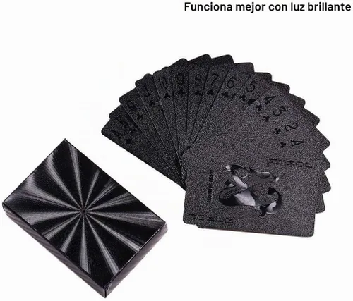 Vista 3 de Naipes de lujo 100% impermeables y flexibles, hechas de plástico, 52+2 póker Negro 1 paquete