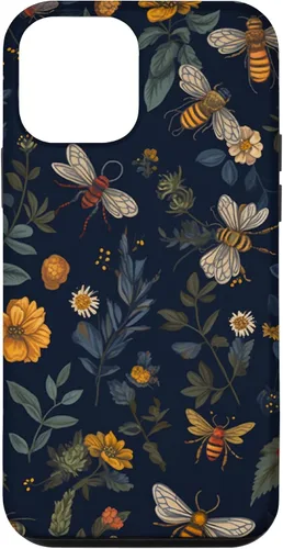 Vista 16 de Bees and Wildflowers on Dark Blue Funda para iPhone 17