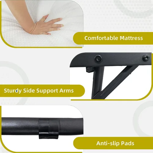 Vista 3 de Espsilto Cama plegable tamaño cuna con colchón para adultos, cama plegable portátil de 75 x 31 pulgadas para invitados, ahorro de espacio y fácil