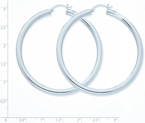 Vista 2 de MCS Jewelry - Pendientes de aro de oro amarillo o blanco de 14 quilates (diámetro 1.969in)