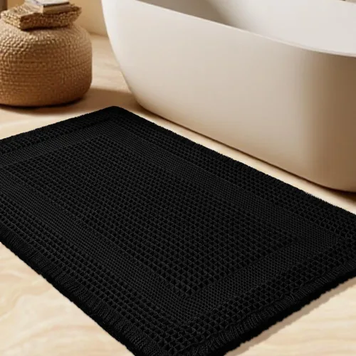 Vista 12 de Tapete de baño con diseño de gofre, moderno, bohemio, absorbente, antideslizante, ultrasuave, lavable a máquina, con letra de baño, dormitorio