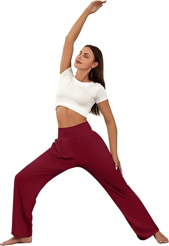 Vista 5 de Neer 3 piezas de pantalones de yoga de pierna ancha para mujer, cómodos, holgados, de cintura alta, pantalones deportivos casuales