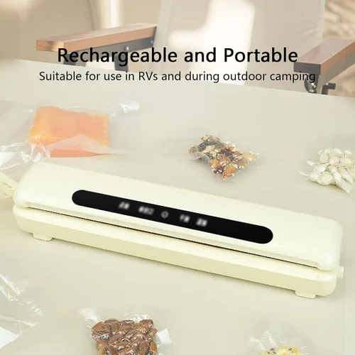 Vista 4 de Sellador al vacío portátil, sellador de alimentos multifunción con pantalla LED, compatible con seco/húmedo/aceite/polvo, sellador al vacío