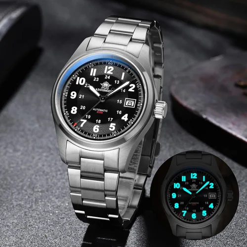 Vista 4 de ADDIESDIVE Relojes automáticos para hombre, acero inoxidable, NH35A, movimiento buceador, 200 M, esfera luminiscente, reloj de vestir analógico