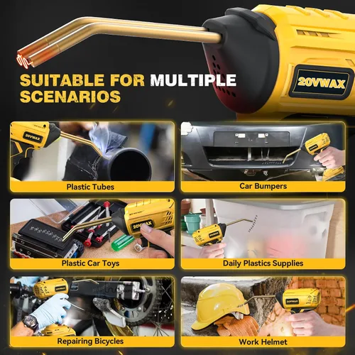 Vista 3 de Soldador de plástico inalámbrico para Dewalt 20V Max alimentado por batería, kit de soldadura de plástico con 400 grapadoras en caliente, pistola