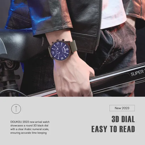Vista 2 de DOUKOU Men's Watches Analog Watch Timepiece Minimalist Fashion Easy Read Adjutable Silicone Strap Sapphire Glass Watch Round 3D Numeral Dial Watch