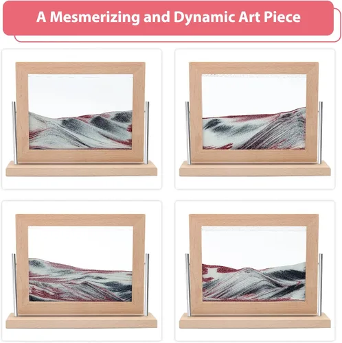 Vista 4 de Coitak Imagen de arte de arena móvil, imagen dinámica de arena, arte de arena móvil de escritorio para decoración del hogar y oficina (oro rosa)