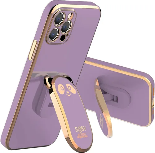 Vista 13 de Funda compatible con Samsung Galaxy A12 5G Carcasas con 6D chapado Panda Hidden Kickstand y protector de lente de cámara, cubierta de TPU Negro