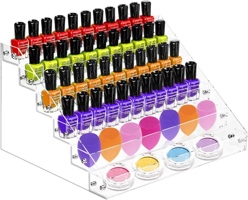 Vista 9 de Estante organizador de esmalte de uñas de 6 niveles, soporte acrílico para pintura de uñas, tinta de tatuaje, aceite esencial, almacenamiento