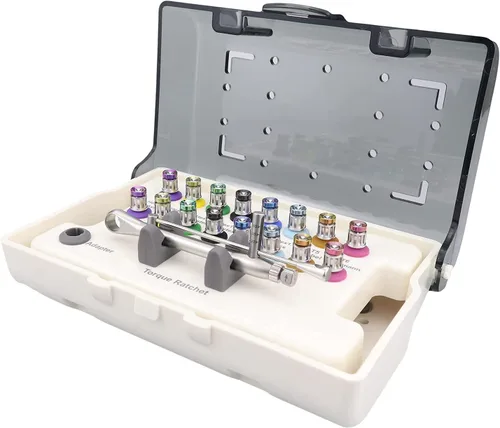 Vista 5 de BONEW Kit de herramientas de reparación de destornilladores de implante universal global, kit de prótesis colorido, llave dinamométrica, 16 piezas