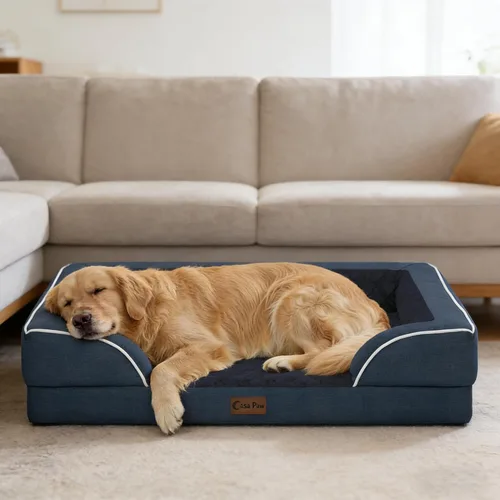 Vista 20 de Camas ortopédicas para perros grandes, cama de espuma viscoelástica impermeable para mascotas grandes con lados 89x56 cm, sofá para perros grandes