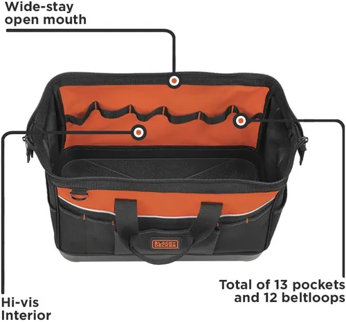 Vista 9 de BLACK+DECKER Bolsa de herramientas, 16 pulgadas (BDST500002APB)