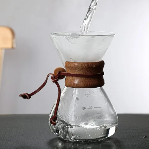 Vista 8 de Cafetera para cafetera, 13.5 fl oz, doble filtro, de madera, para café, adecuado para fiestas de café en casa