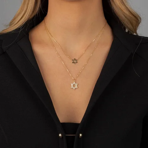 Vista 3 de ADINA EDEN Collar de estrella de David sólida para mujer Joyería de moda para mujer Collar de estrella de David para mujer Plata esterlina
