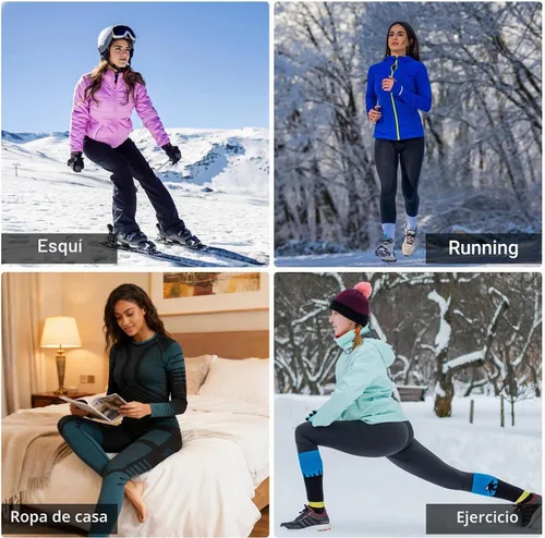 Vista 6 de MEETWEE Ropa interior térmica para mujer, conjunto de compresión de capa base cálida para invierno, forro polar, pantalones largos para correr