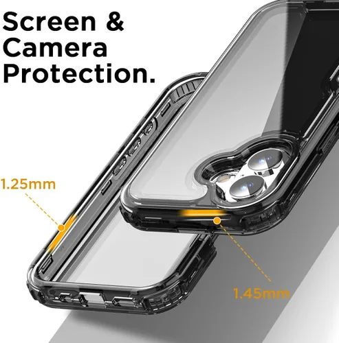 Vista 4 de AICase para iPhone 17 Transparente, Resistente Duradera de 3 Capas de Cristal Transparente [No amarillea]