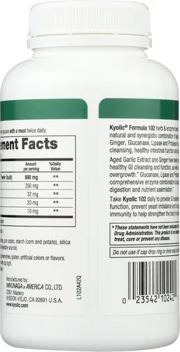 Vista 2 de Extracto de ajo envejecido, limpieza y digestión, fórmula 102, 200 cápsulas vegetales, Kyolic