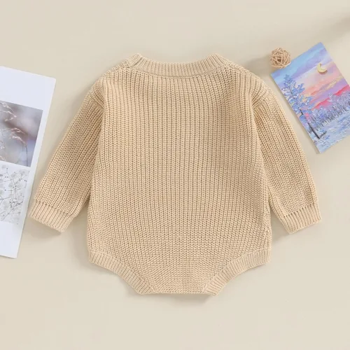 Vista 6 de Mameluco de punto unisex para bebé niña y niño, mameluco de gran tamaño, lindo traje de primer cumpleaños, ropa de otoño e invierno