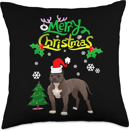 Vista 4 de Santa Pit Bull Dog Ugly Merry Christmas Funny Holiday Xmas Throw Pillow