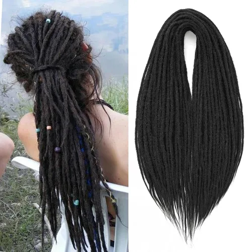 Vista 7 de Leeven Extensiones de Rastas Sintéticas de Doble Punta de 24 Pulgadas 30 Hebras Rastas Boho 613 Rubio 3 Estilos Mixtas Onduladas Rizadas DE Rastas