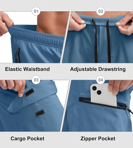 Vista 5 de Bikewa Men's Mountain Bike Shorts 3D Padded Loose-fit MTB Biking Riding Cycling Bicycle Biker Shorts Zipper Pockets