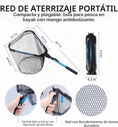 Vista 5 de Foldable Kayak Landing Net Kit, 4PCS Fishing Tool Set Kits de herramientas de pesca azules de 4 piezas