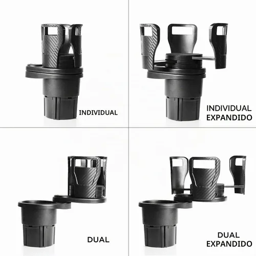 Vista 4 de Limitless Dual CupStation - Portavasos expandible 2 en 1 con base giratoria de 360°, color negro