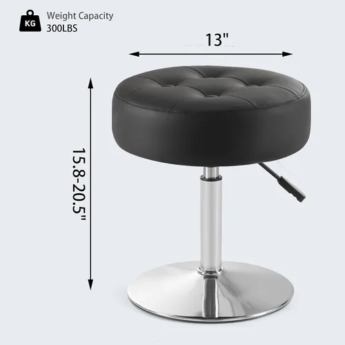 Vista 3 de Gitrah Silla de Tocador Negra para Cuarto de Maquillaje Taburete de Tocador para Cuarto de Maquillaje Redondo Acolchado de Cuero PU Silla