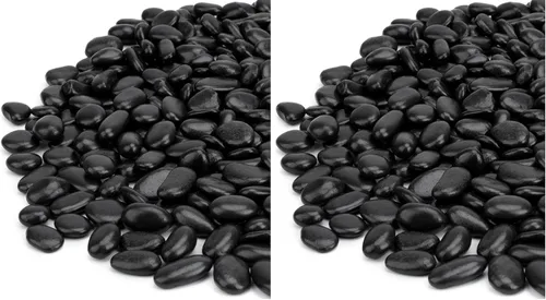 Vista 13 de Mr. Fireglass Piedras negras pulidas, rocas de acuario de 3/8 pulgadas, rocas de río decorativas naturales, grava para plantas