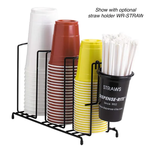 Vista 2 de Dispense-Rite WR-3 Organizador de tazas y tapas de alambre de tres secciones para encimera, se adapta a tazas y tapas de 8 a 44 onzas, alambre negro