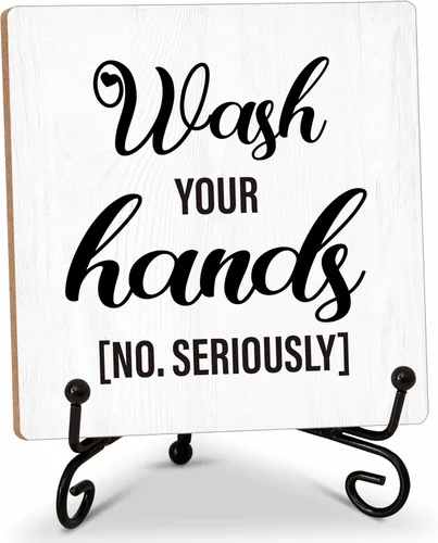 Vista 9 de Letrero de madera para decoración de baño, bloque de madera con texto en inglés "Life Is Like The Bath", de 5 x 5 pulgadas, viene con soporte