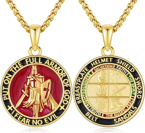 Vista 31 de Collar de amuleto de medalla de San Patrono de plata/oro de 14 39A-St Peregrino-Plata