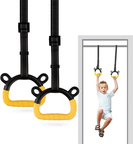 Vista 10 de EXQ Home Anillos de gimnasia para niños, anillos de dominadas para ejercicio de niños, anillo para gimnasia en interiores, anillos de gimnasia