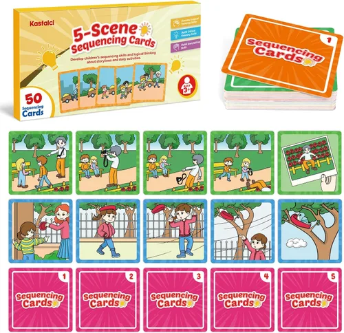 Vista 10 de Kasfalci Tarjetas de secuenciación, juego de secuencia para niños, materiales de terapia del habla para autismo, mejorar la narración de historias