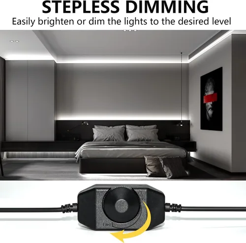 Vista 2 de Tira de luces LED blancas de 10 pies, cinta regulable de 12 V con control remoto infrarrojo, luz de cinta adhesiva SMD 2835, conectable, cortable