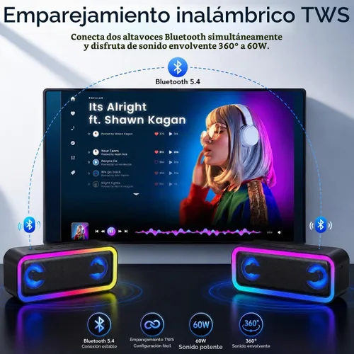 Vista 5 de IKT Altavoz Bluetooth portátil, sonido HD de 20 W, IPX7 impermeable, inalámbrico, gran sonido y graves profundos, emparejamiento TWS, 30 horas
