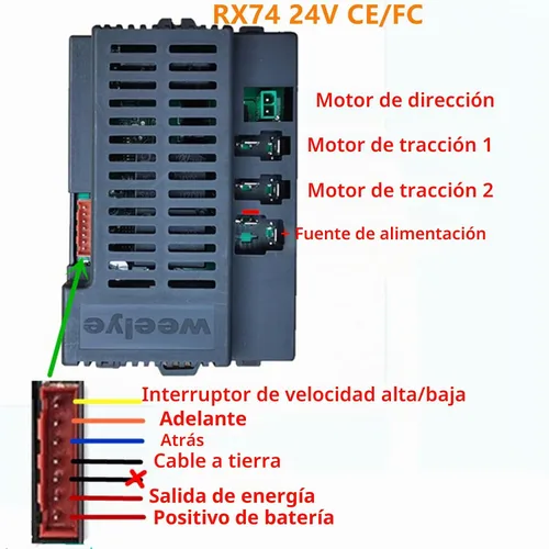 Vista 2 de Weelye RX74 24 V CE FC 2.4G Bluetooth Control remoto y receptor kit controlador caja de control Accesorios para niños paseo eléctrico en juguetes